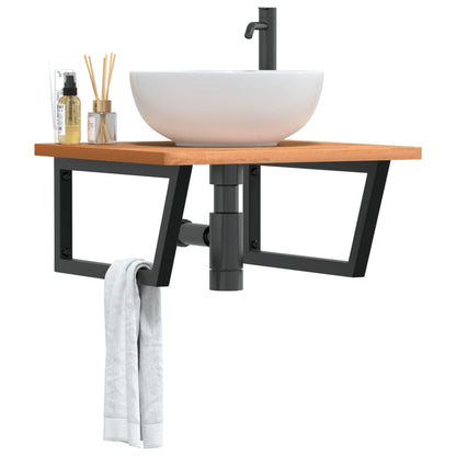 Ripiano a Parete per Lavabo in Acciaio e Massello di Faggio | homemem39