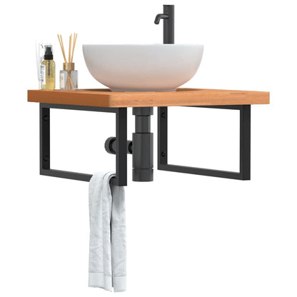 Ripiano a Parete per Lavabo in Acciaio e Massello di Faggio | homemem39