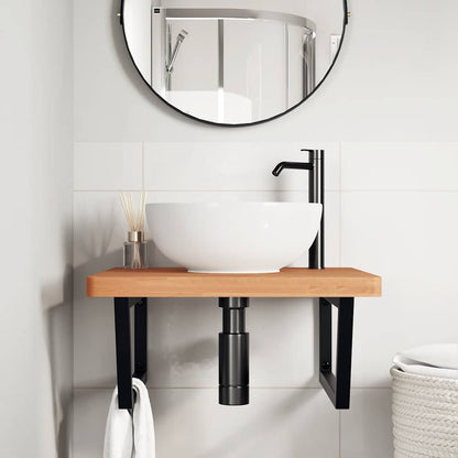 Ripiano a Parete per Lavabo in Acciaio e Massello di Faggio | homemem39