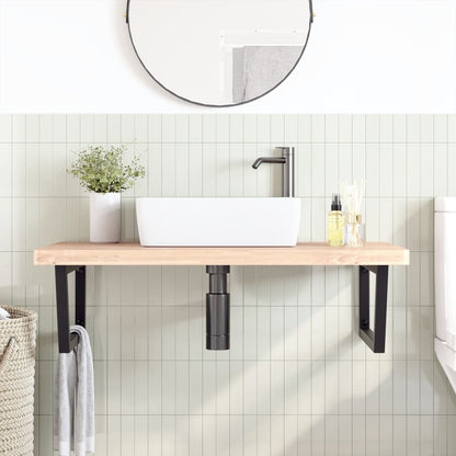 Ripiano a Parete per Lavabo in Acciaio e Massello di Faggio | homemem39