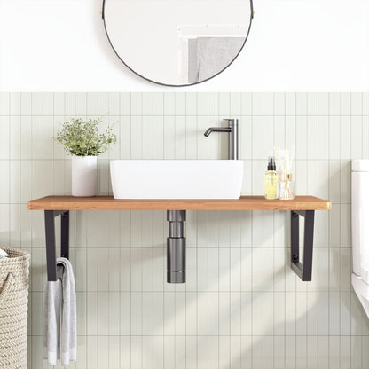 Ripiano a Parete per Lavabo in Acciaio e Massello di Faggio | homemem39