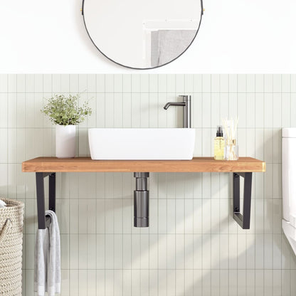Ripiano a Parete per Lavabo in Acciaio e Massello di Faggio | homemem39