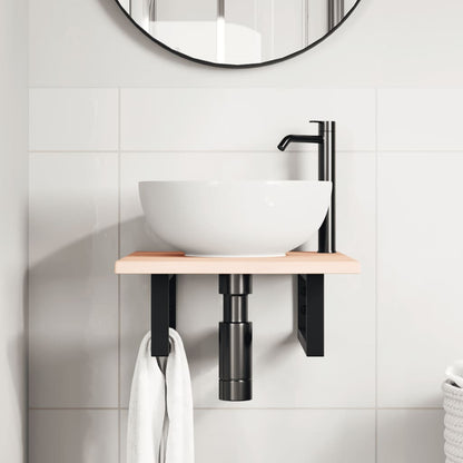 Ripiano a Parete per Lavabo in Acciaio e Massello di Rovere | homemem39
