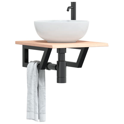 Ripiano a Parete per Lavabo in Acciaio e Massello di Rovere | homemem39