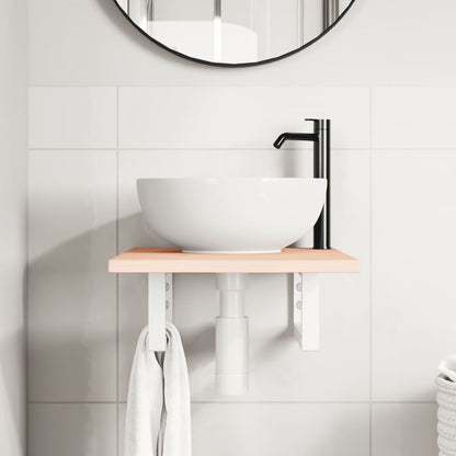 Ripiano a Parete per Lavabo in Acciaio e Massello di Rovere | homemem39