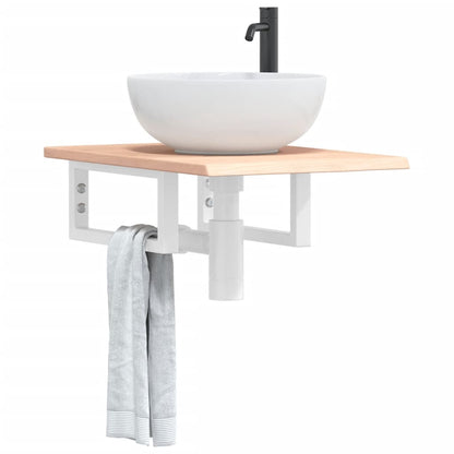 Ripiano a Parete per Lavabo in Acciaio e Massello di Rovere | homemem39