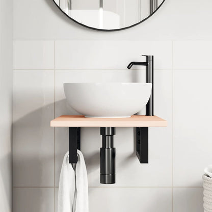Ripiano a Parete per Lavabo in Acciaio e Massello di Rovere | homemem39
