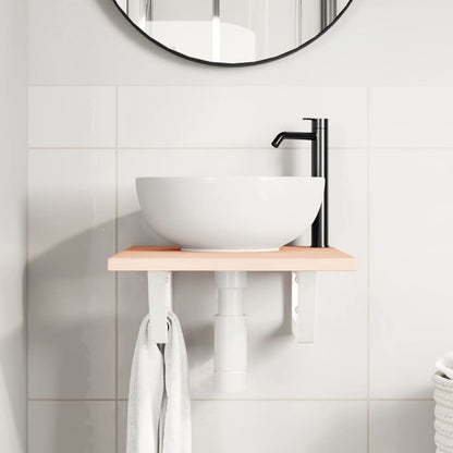 Ripiano a Parete per Lavabo in Acciaio e Massello di Rovere | homemem39