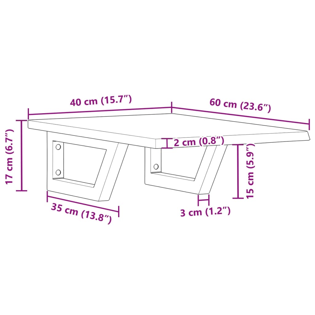 Ripiano a Parete per Lavabo in Acciaio e Massello di Rovere | homemem39