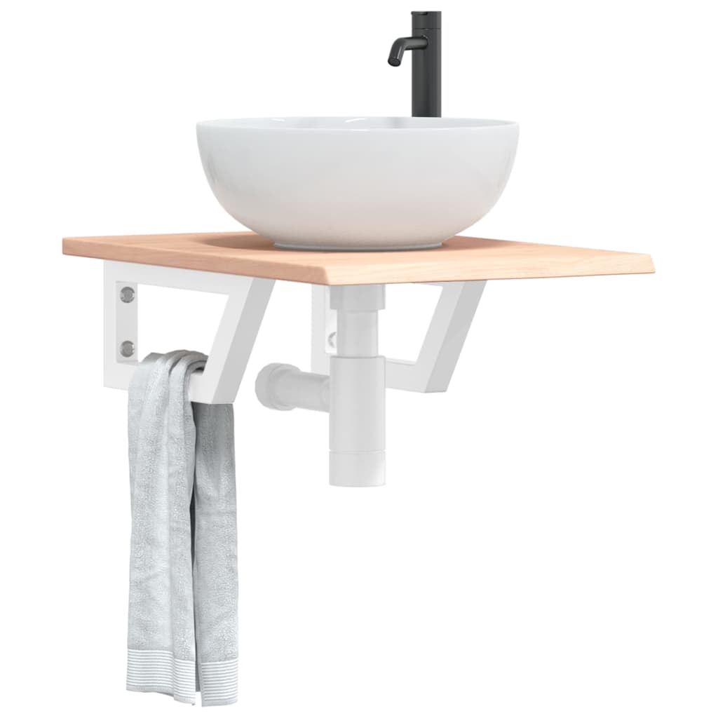 Ripiano a Parete per Lavabo in Acciaio e Massello di Rovere | homemem39