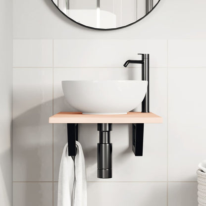 Ripiano a Parete per Lavabo in Acciaio e Massello di Rovere | homemem39