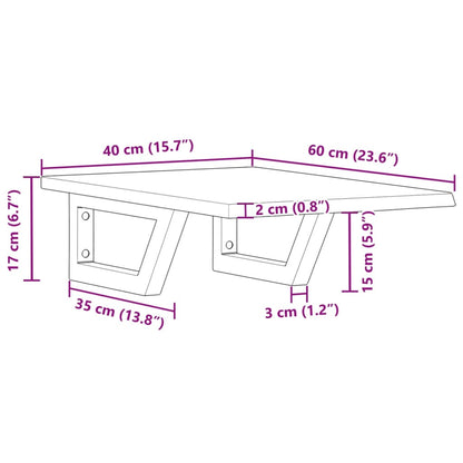 Ripiano a Parete per Lavabo in Acciaio e Massello di Rovere | homemem39