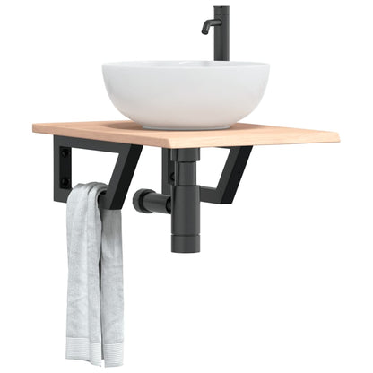 Ripiano a Parete per Lavabo in Acciaio e Massello di Rovere | homemem39