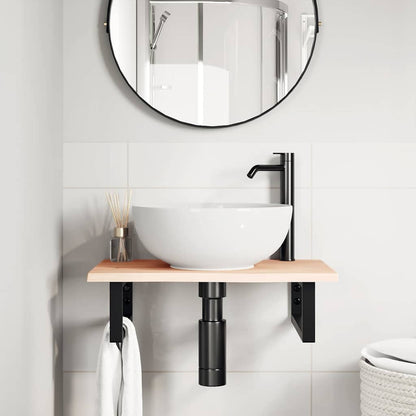 Ripiano a Parete per Lavabo in Acciaio e Massello di Rovere | homemem39