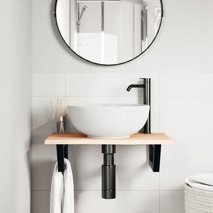 Ripiano a Parete per Lavabo in Acciaio e Massello di Rovere | homemem39