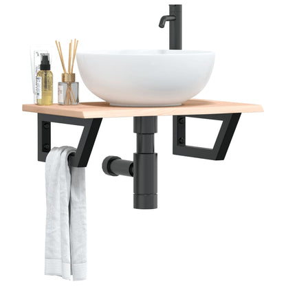 Ripiano a Parete per Lavabo in Acciaio e Massello di Rovere | homemem39