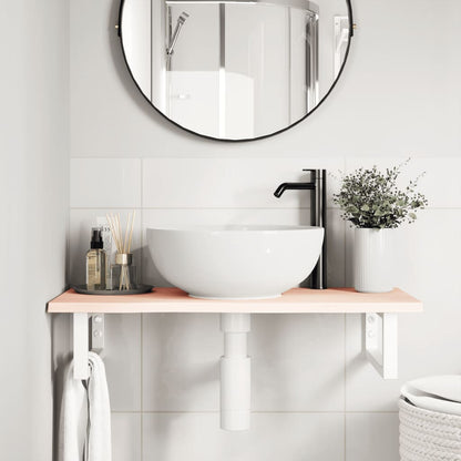 Ripiano a Parete per Lavabo in Acciaio e Massello di Rovere | homemem39