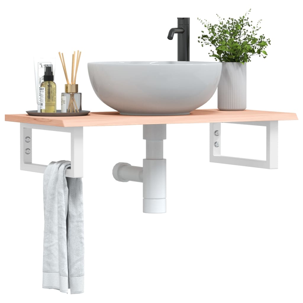 Ripiano a Parete per Lavabo in Acciaio e Massello di Rovere | homemem39