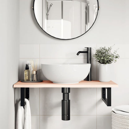 Ripiano a Parete per Lavabo in Acciaio e Massello di Rovere | homemem39