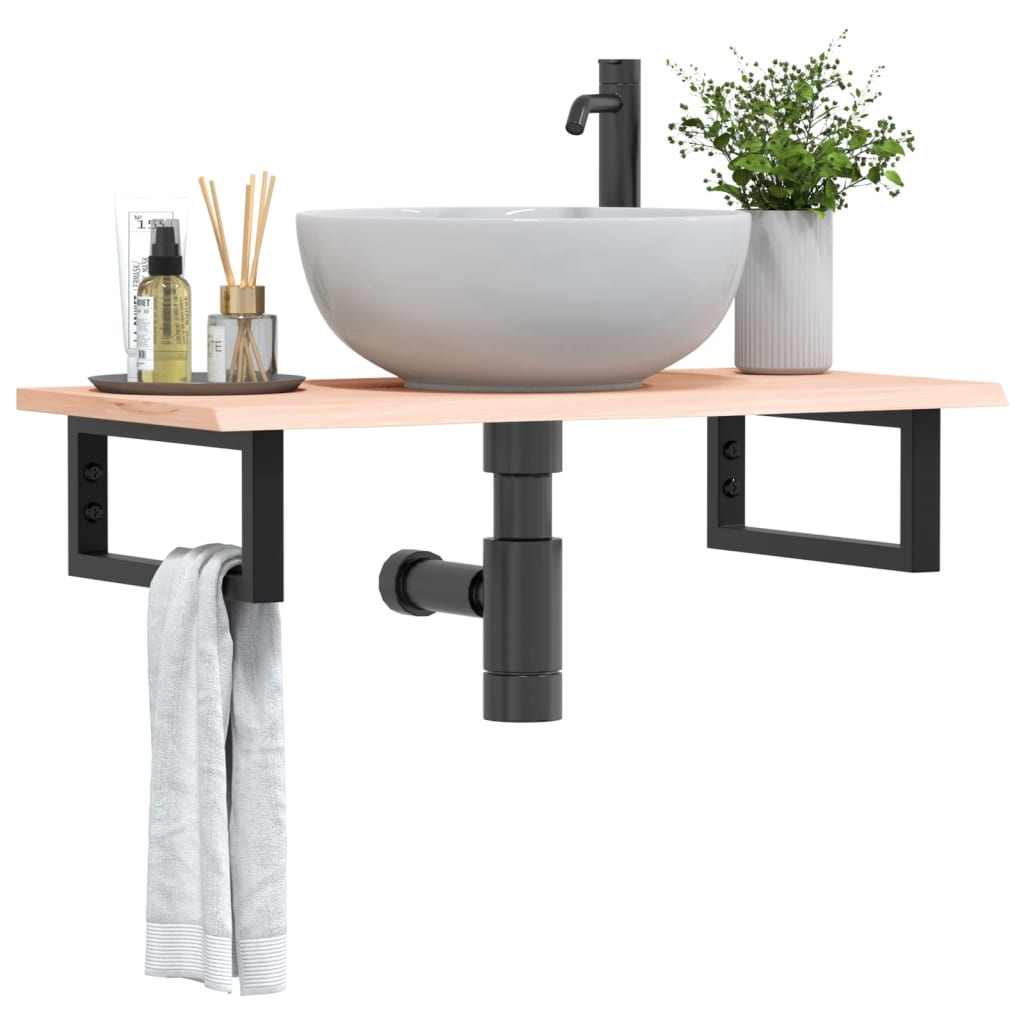Ripiano a Parete per Lavabo in Acciaio e Massello di Rovere | homemem39