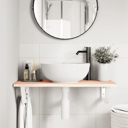 Ripiano a Parete per Lavabo in Acciaio e Massello di Rovere | homemem39