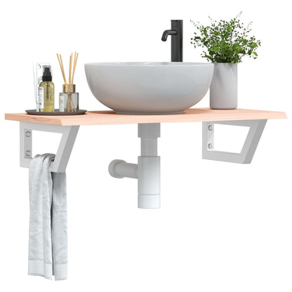 Ripiano a Parete per Lavabo in Acciaio e Massello di Rovere | homemem39