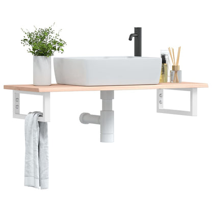 Ripiano a Parete per Lavabo in Acciaio e Massello di Rovere | homemem39