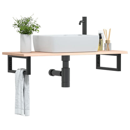 Ripiano a Parete per Lavabo in Acciaio e Massello di Rovere | homemem39
