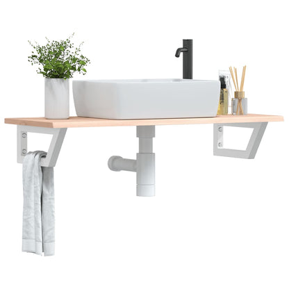 Ripiano a Parete per Lavabo in Acciaio e Massello di Rovere | homemem39