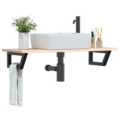 Ripiano a Parete per Lavabo in Acciaio e Massello di Rovere | homemem39