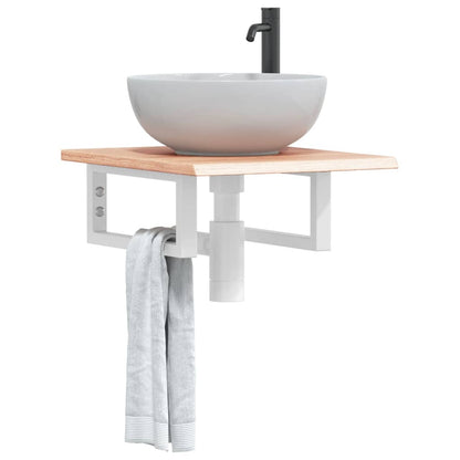 Ripiano a Parete per Lavabo in Acciaio e Massello di Rovere | homemem39