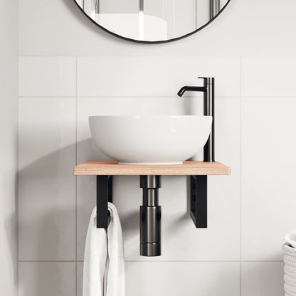 Ripiano a Parete per Lavabo in Acciaio e Massello di Rovere | homemem39