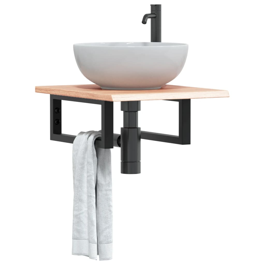 Ripiano a Parete per Lavabo in Acciaio e Massello di Rovere | homemem39
