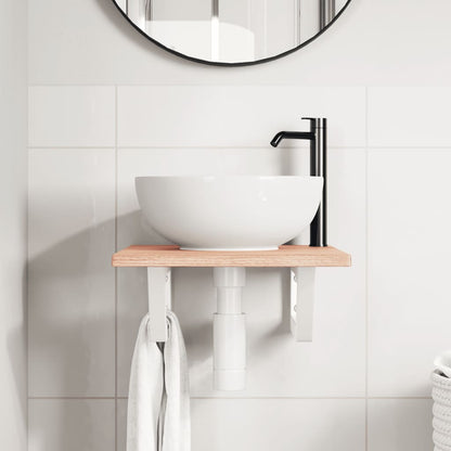 Ripiano a Parete per Lavabo in Acciaio e Massello di Rovere | homemem39