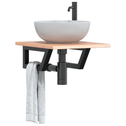 Ripiano a Parete per Lavabo in Acciaio e Massello di Rovere | homemem39