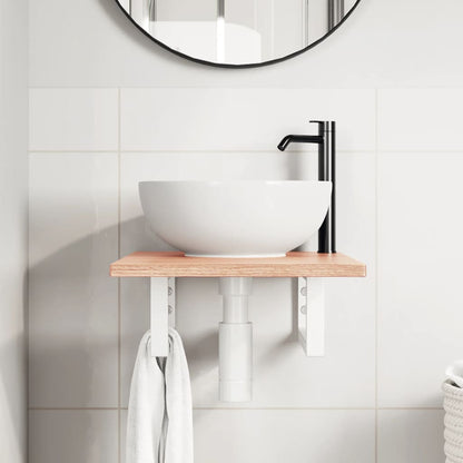 Ripiano a Parete per Lavabo in Acciaio e Massello di Rovere | homemem39