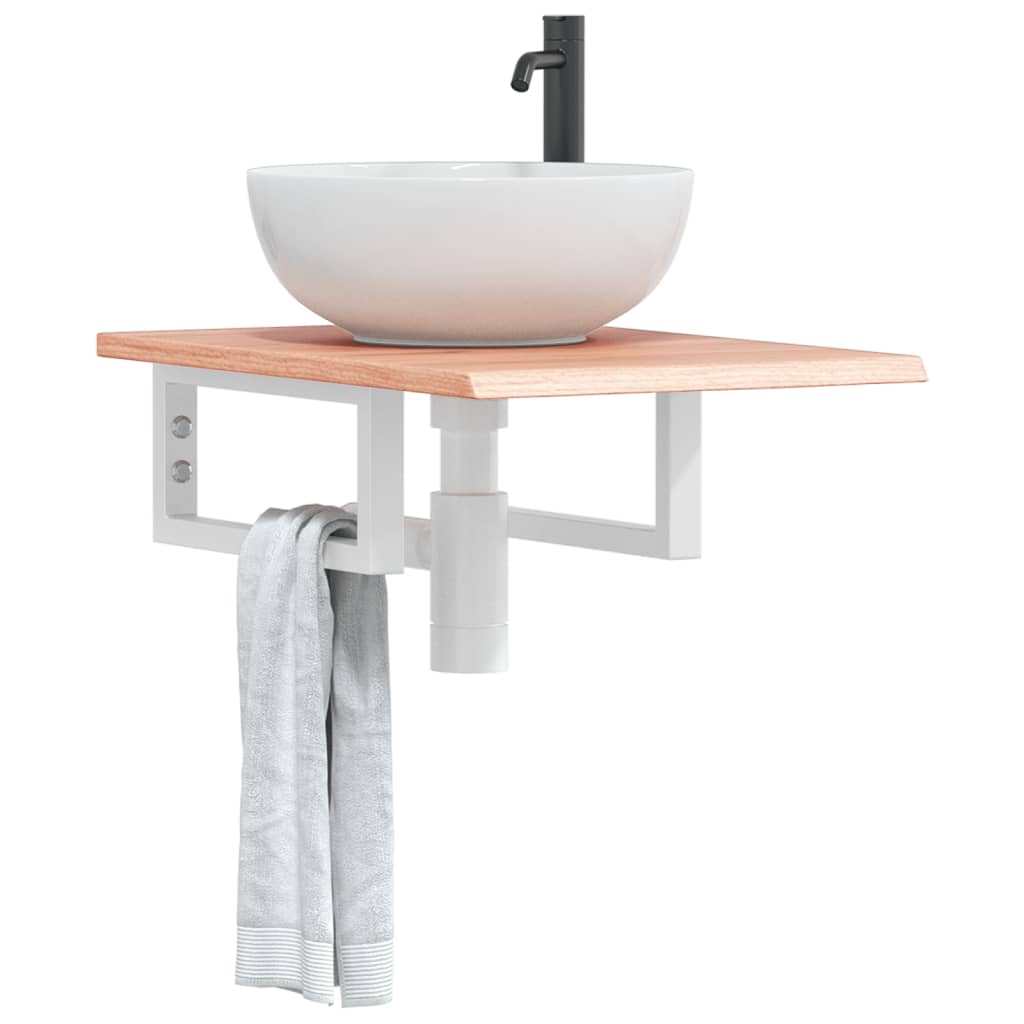 Ripiano a Parete per Lavabo in Acciaio e Massello di Rovere | homemem39