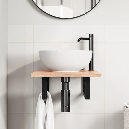 Ripiano a Parete per Lavabo in Acciaio e Massello di Rovere | homemem39