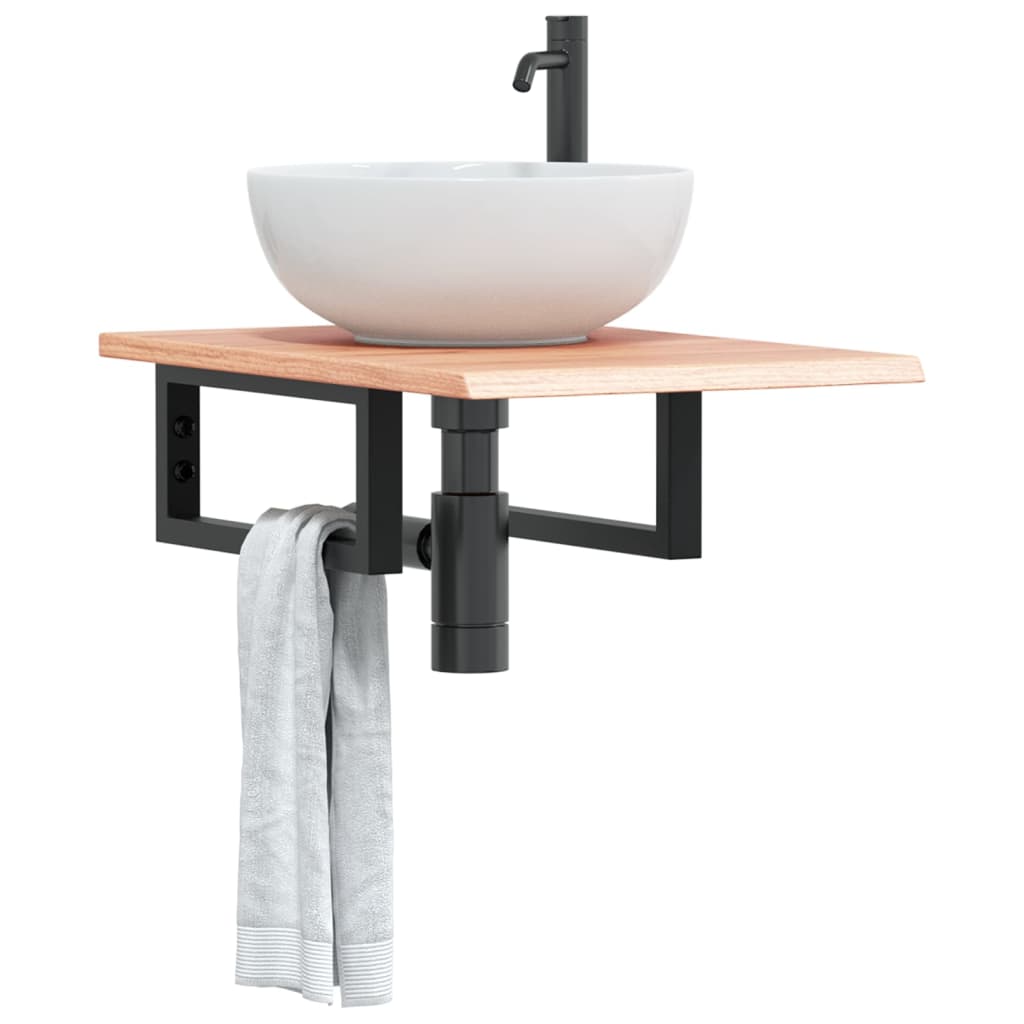 Ripiano a Parete per Lavabo in Acciaio e Massello di Rovere | homemem39