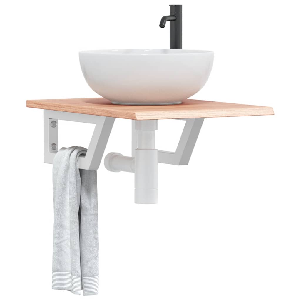Ripiano a Parete per Lavabo in Acciaio e Massello di Rovere | homemem39