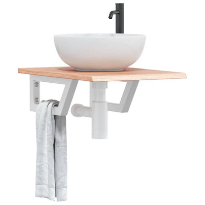 Ripiano a Parete per Lavabo in Acciaio e Massello di Rovere | homemem39