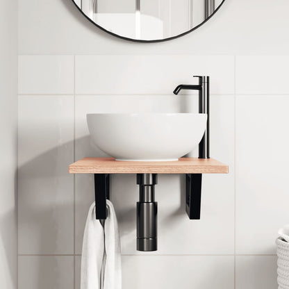 Ripiano a Parete per Lavabo in Acciaio e Massello di Rovere | homemem39