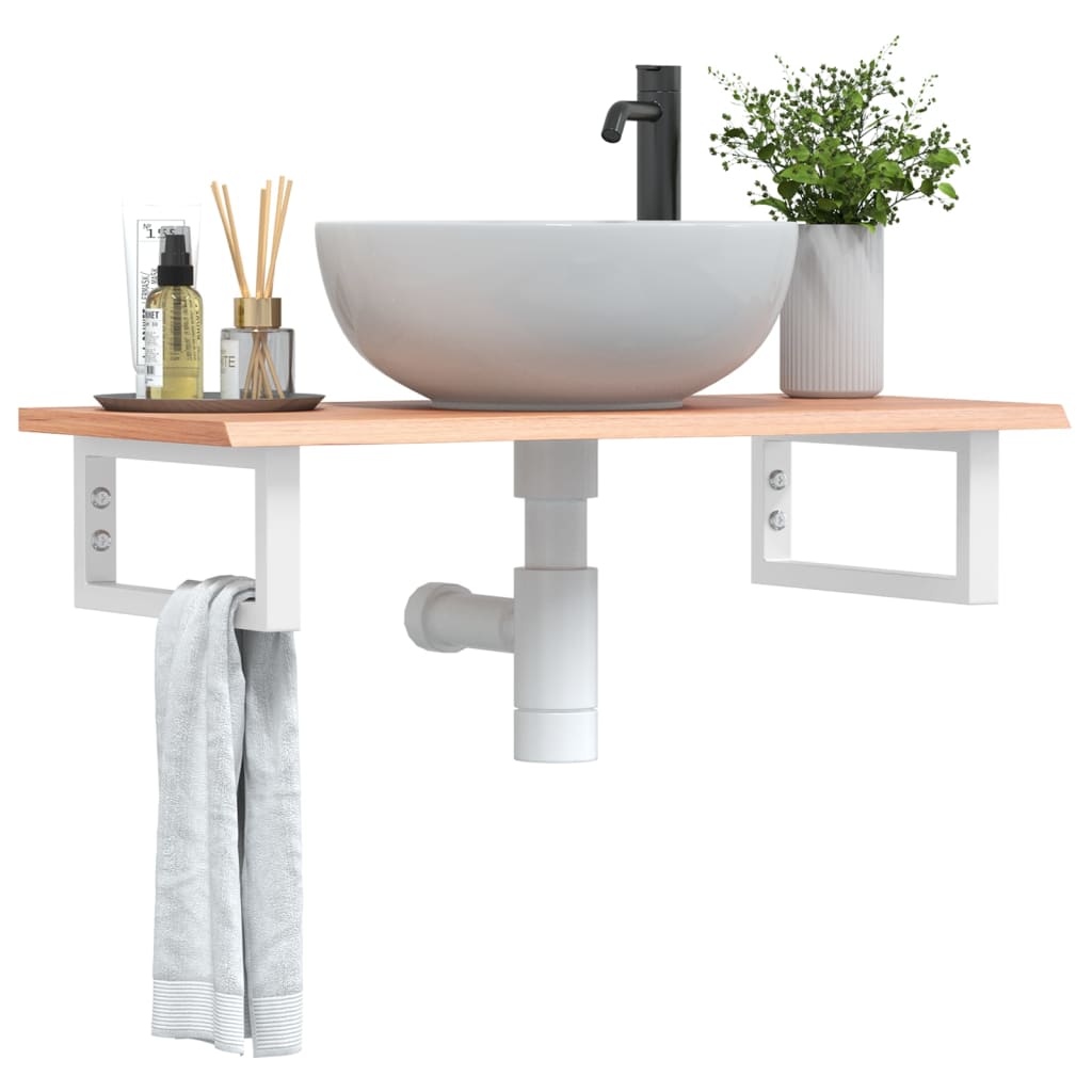 Ripiano a Parete per Lavabo in Acciaio e Massello di Rovere | homemem39