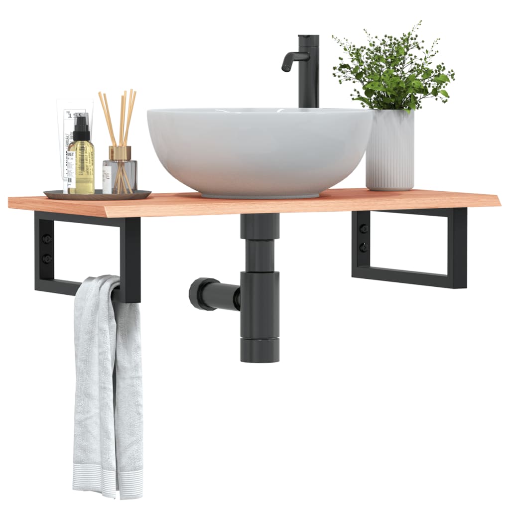Ripiano a Parete per Lavabo in Acciaio e Massello di Rovere | homemem39