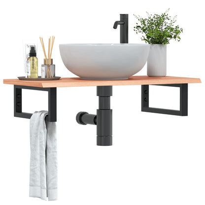 Ripiano a Parete per Lavabo in Acciaio e Massello di Rovere | homemem39