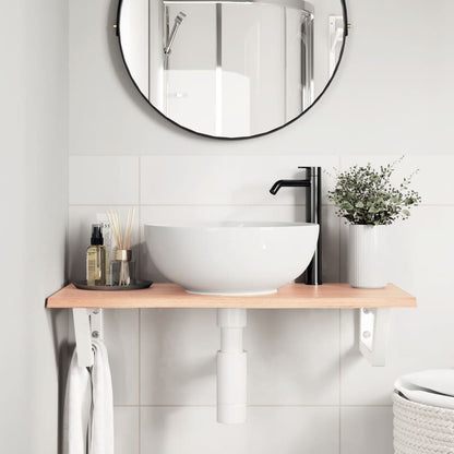 Ripiano a Parete per Lavabo in Acciaio e Massello di Rovere | homemem39