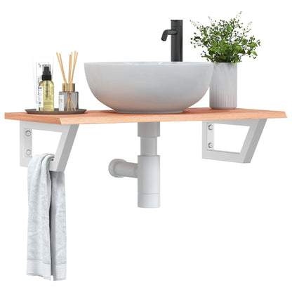 Ripiano a Parete per Lavabo in Acciaio e Massello di Rovere | homemem39
