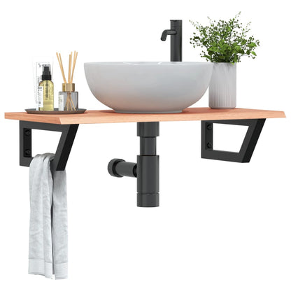 Ripiano a Parete per Lavabo in Acciaio e Massello di Rovere | homemem39