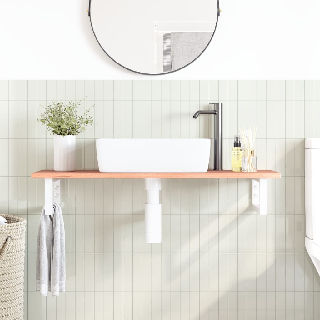 Ripiano a Parete per Lavabo in Acciaio e Massello di Rovere | homemem39