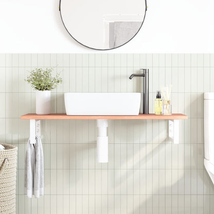 Ripiano a Parete per Lavabo in Acciaio e Massello di Rovere | homemem39